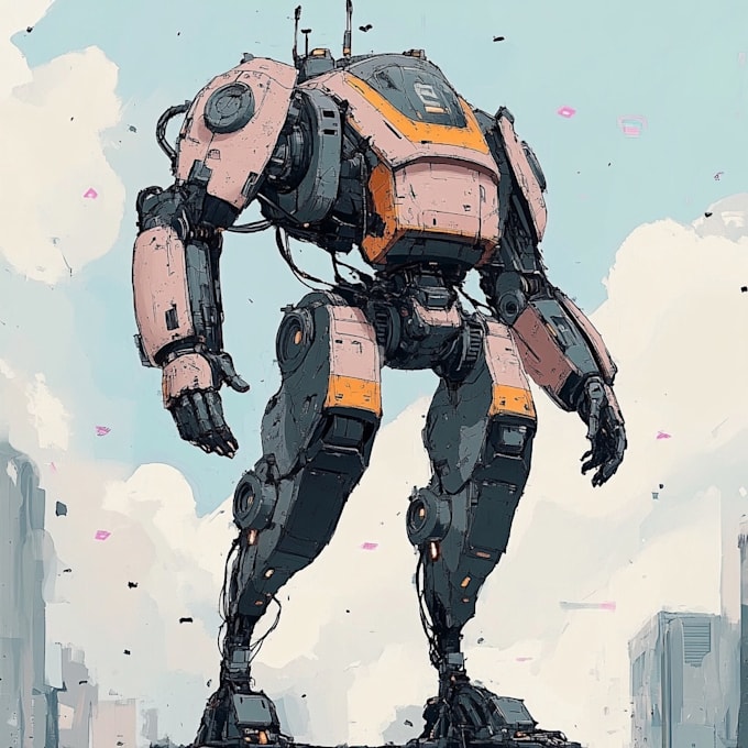draw mecha, robot, sci fi concept art