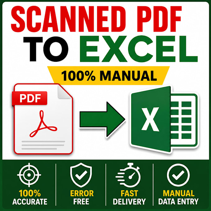 manually convert scanned PDF to excel without errors