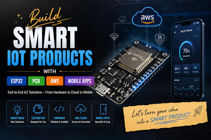 build smart iot products with esp32, pcb, AWS and mobile apps