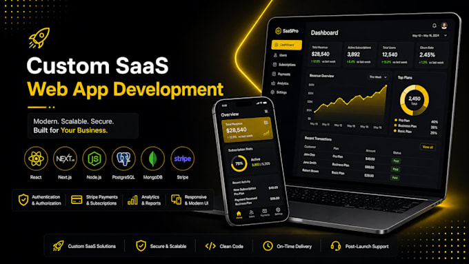 develop saas web apps with react, next js, stripe integration, and auth