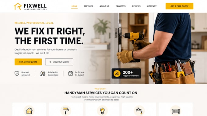 build squarespace handyman website for contractor repair maintenance or hvac