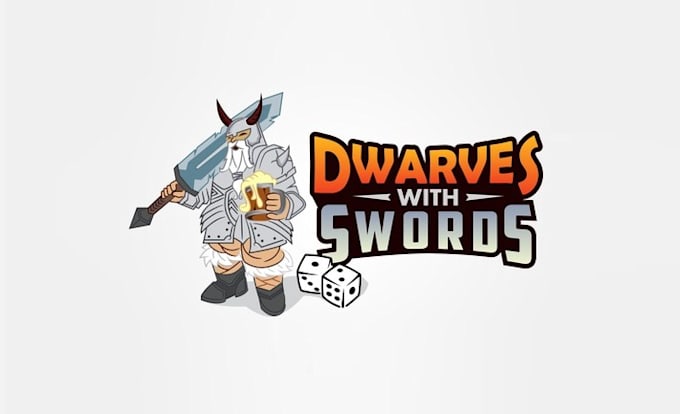 design glamorous board game logo dwarves with swords