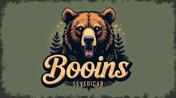 design realistic wild bear logo