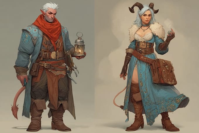 Draw a full body dnd character with armor and weapons by Robbiknox | Fiverr