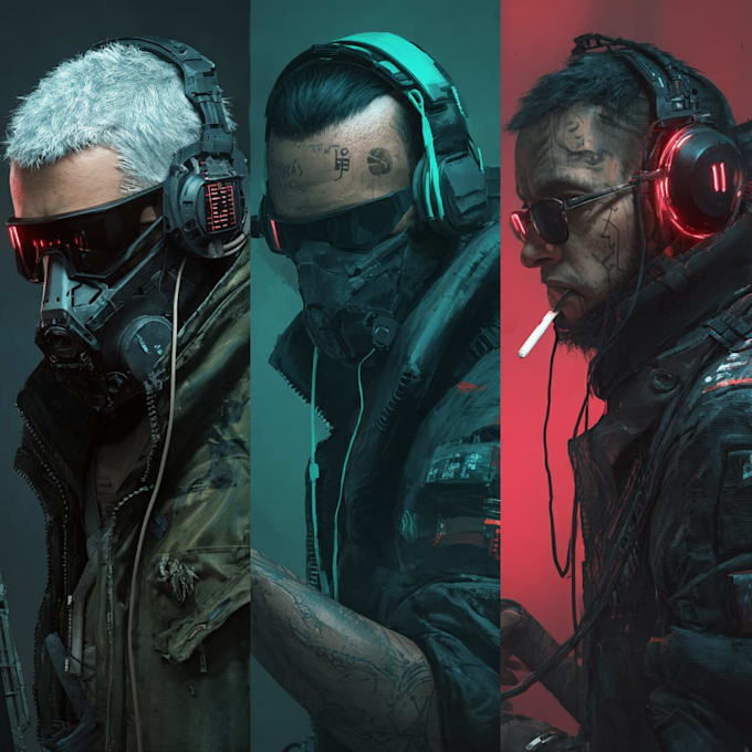 illustrate you as a cyberpunk style character