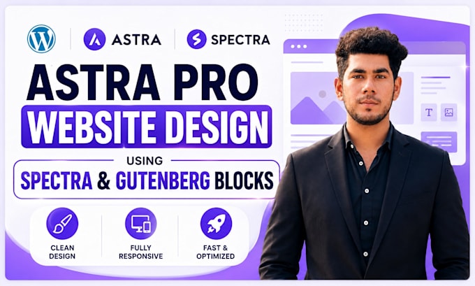 design an astra pro website using spectra, gutenberg blocks