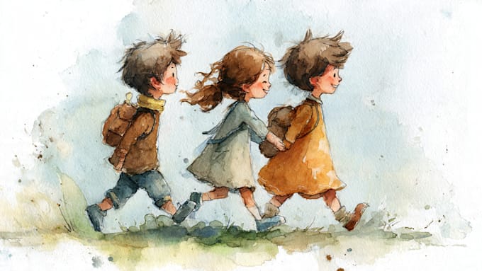 create watercolor children illustration