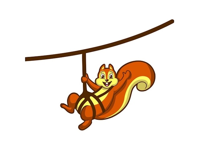 create vibrant a zip lining squirrel colorful logo