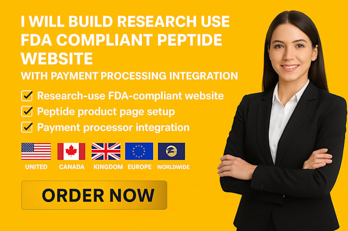 build research use fda compliant peptide website with payment processing