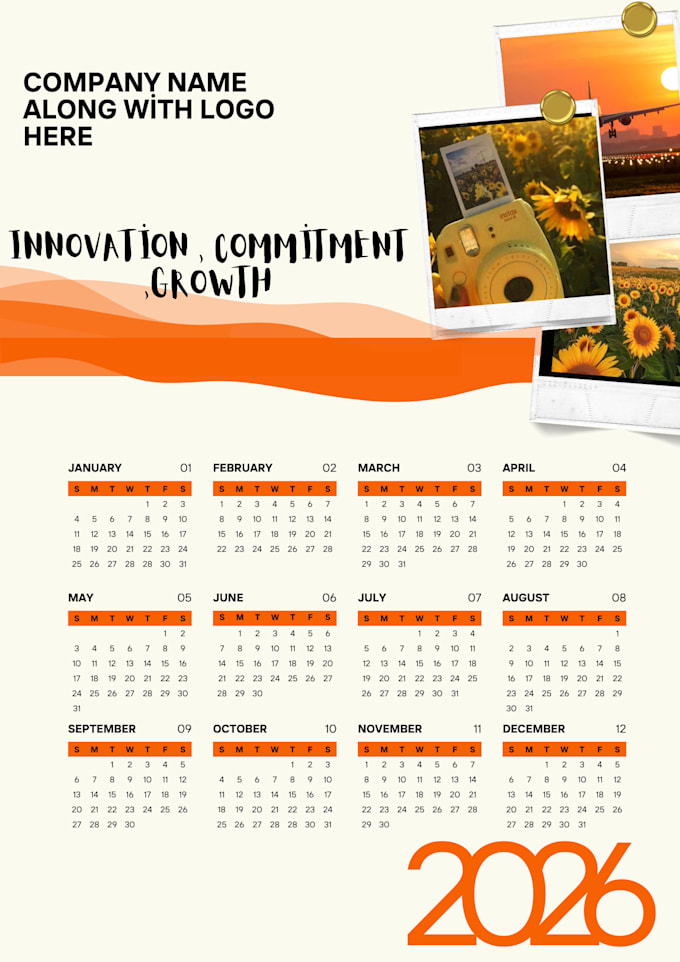 design a creative and printable custom calendar for you