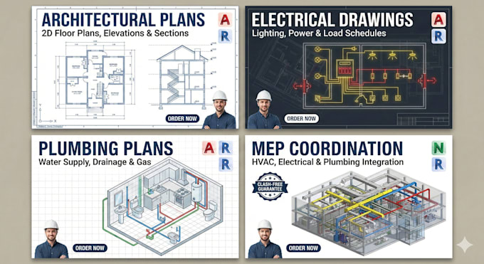 Draw your architectural, electrical, plumbing plans, mep drawings by ...