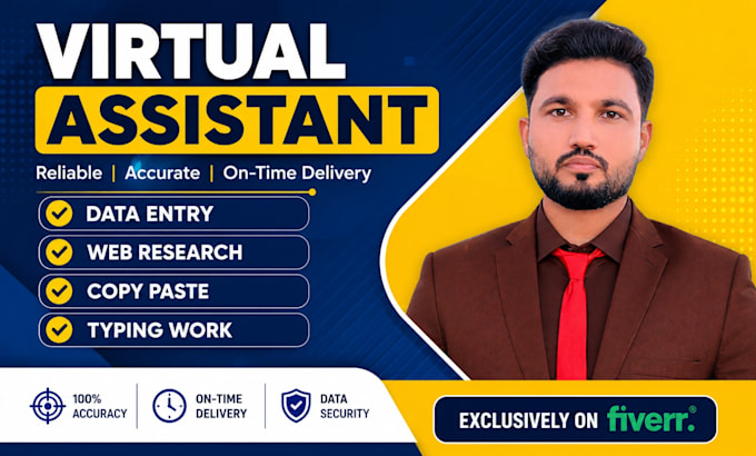 be your data entry web research assistant, data input excel