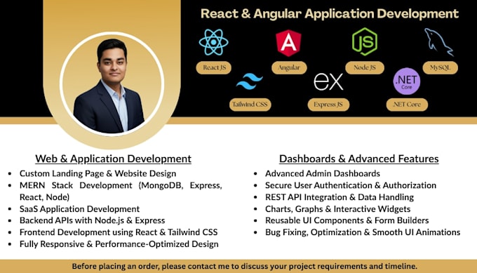 develop angular react website with node js csharp backend