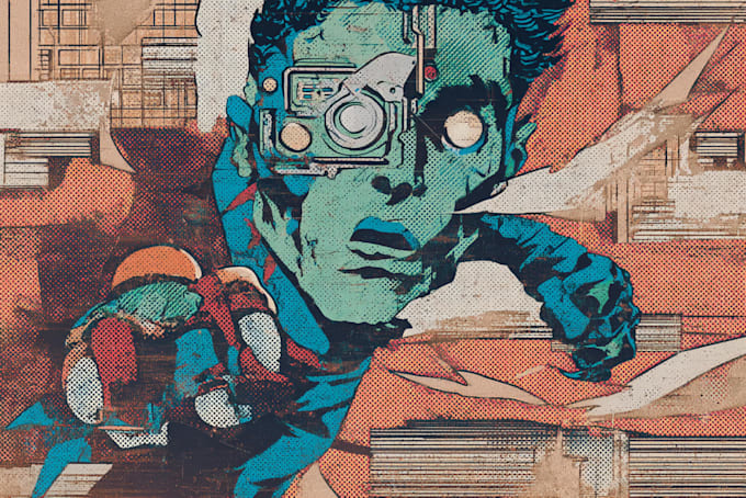 make illustration in distressed retro and comic style