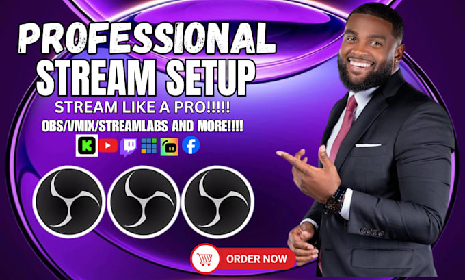 professionally set up your obs stream for twitch, youtube, facebook and tiktok