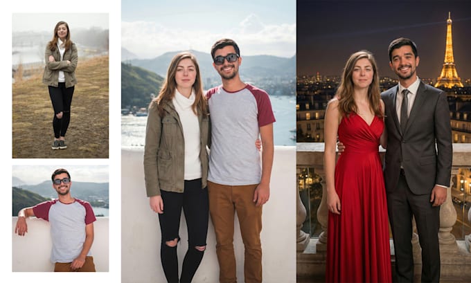 create realistic composite photos, merge multiple images and replace backgrounds