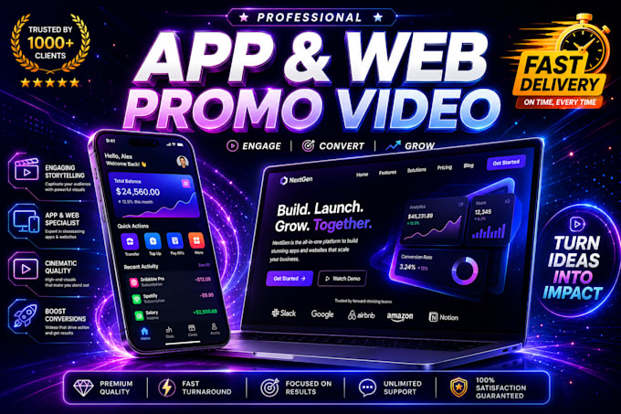create customize app promo and web promo video in 12 hours