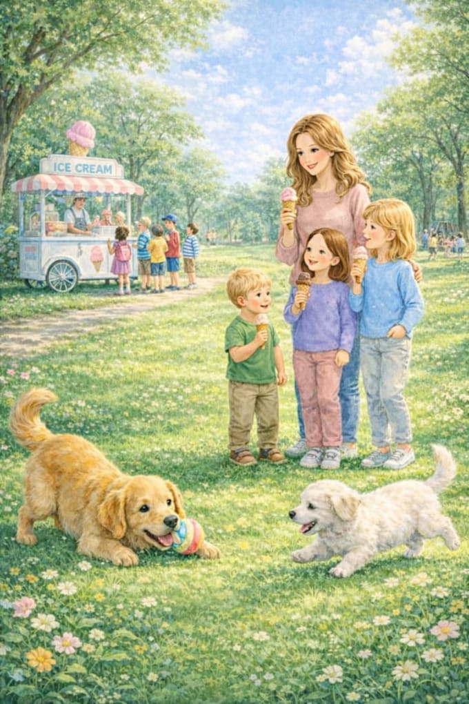 create colorful children book illustrations