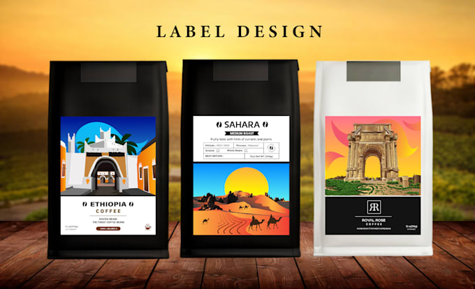 design coffee labels, packaging, and pouches