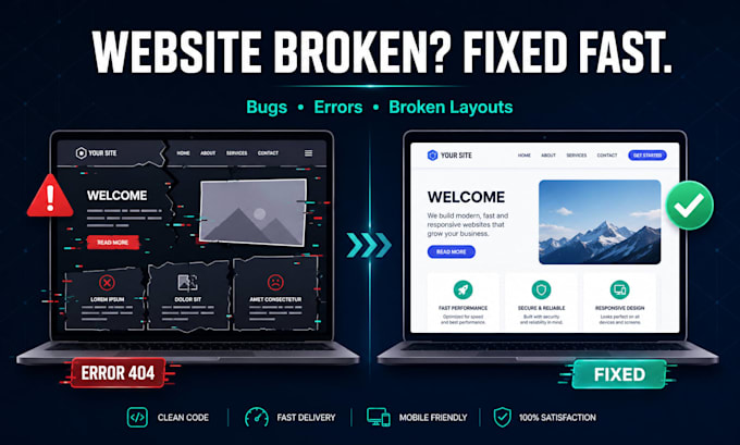 fix website bugs, errors, or responsive layout issues fast