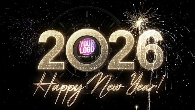 create happy new year 2026 countdown greeting video with your logo