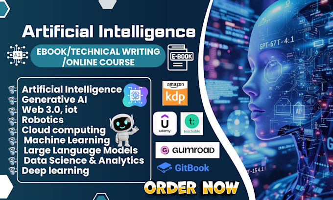 write ebook, articles on artificial intelligence, machine learning, robotics