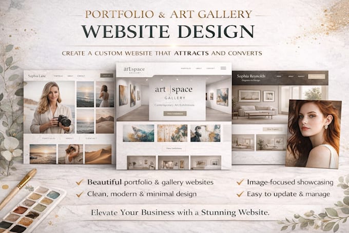 design beautiful portfolio, art gallery squarespace website