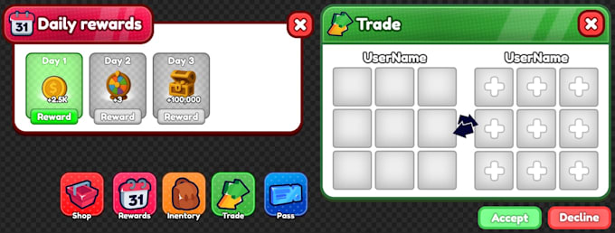 Professional roblox ui ux design for games by Itzfiredev | Fiverr