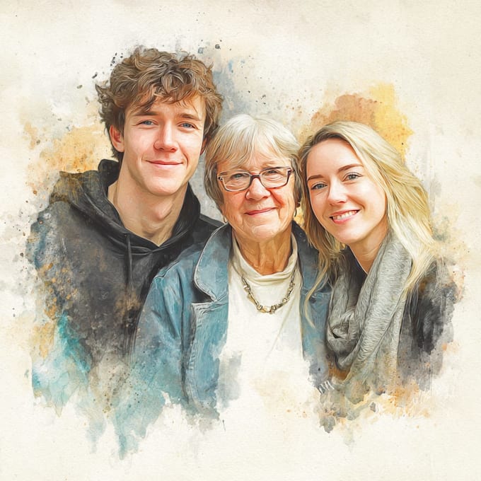 Merge multiple photos into amazing watercolor family portrait by ...
