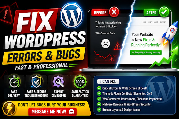 fix wordpress issues, bugs, and errors