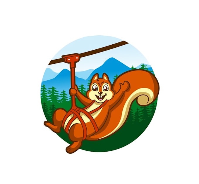create colorful best quality a zip lining squirrel logo