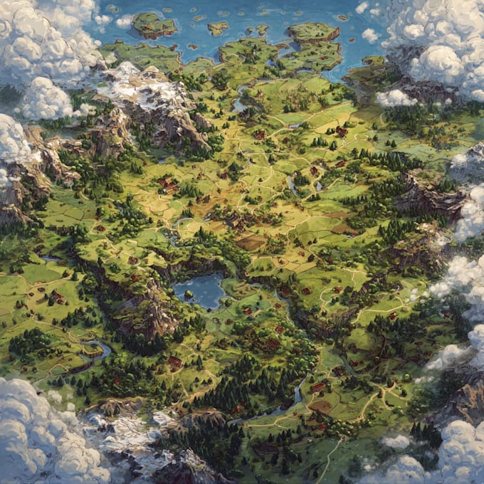 detailed fantasy map for your novel, boardgame