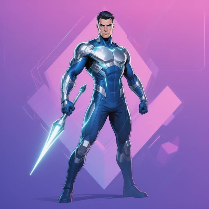 design superhero with glowing powers and effects