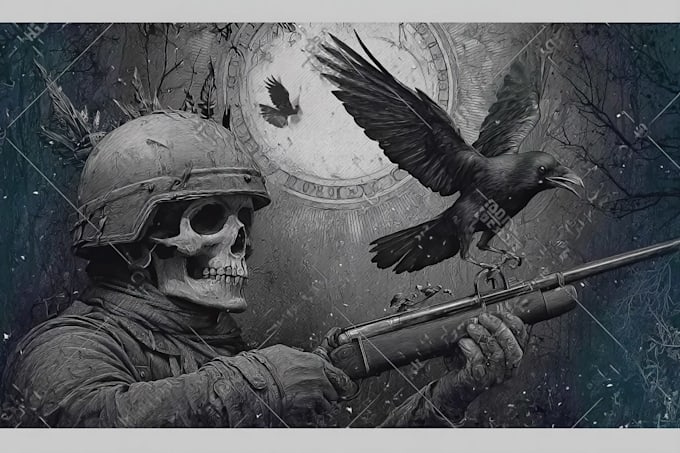 create dark art, black white artwork, occult, death metal artwork