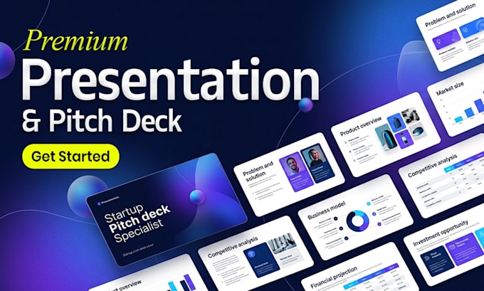 design a pitch deck, investor presentation, and startup deck