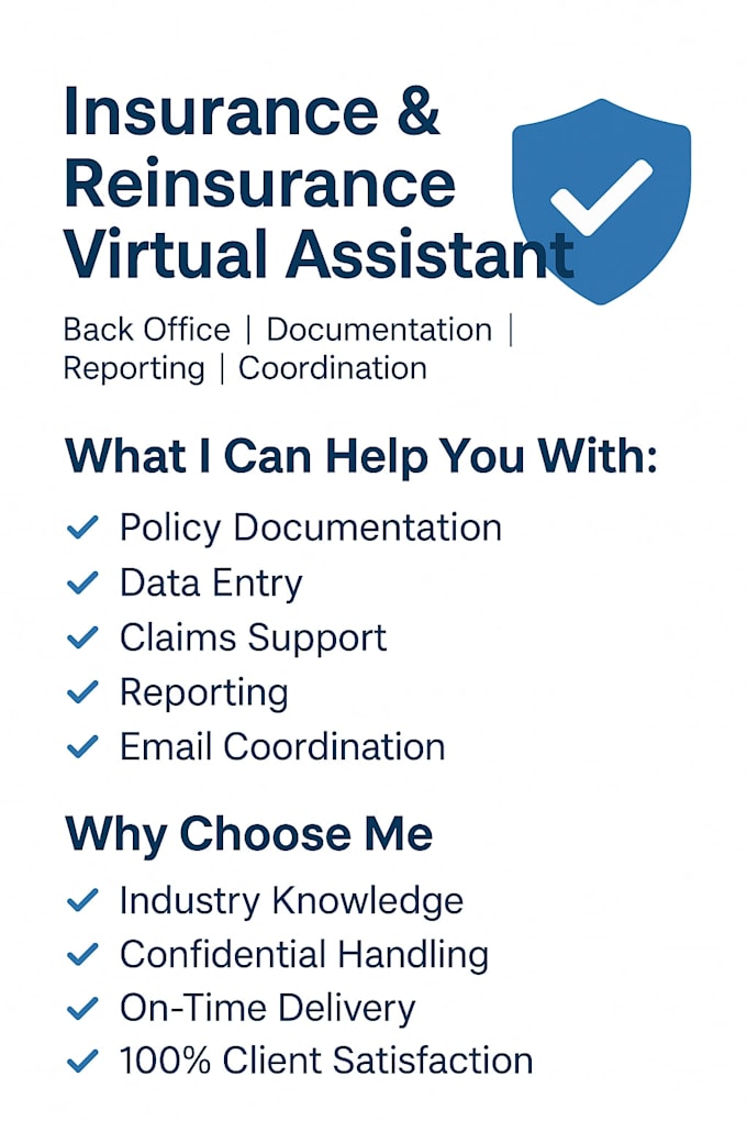 provide insurance and reinsurance virtual assistant services