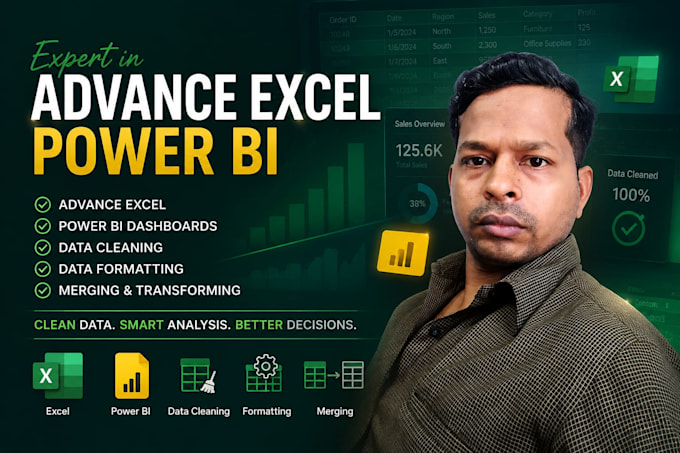 clean, format, marge, split and create professional dashboard