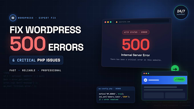 fix wordpress errors, 500, white screen and critical PHP issues