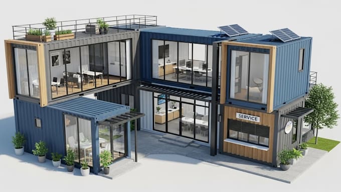 design 3d modular houses, container home, office design, kiosk