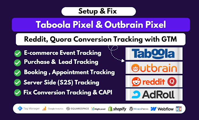 setup pixel taboola outbrain reddit ads conversion tracking with GTM