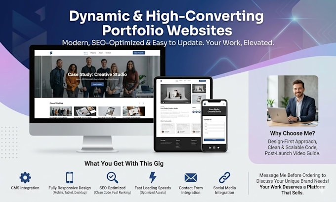 design and develop a dynamic, responsive portfolio website