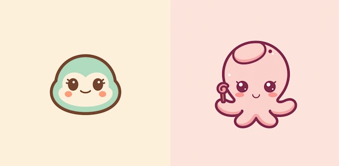 create a cute kawaii cartoon mascot logo design