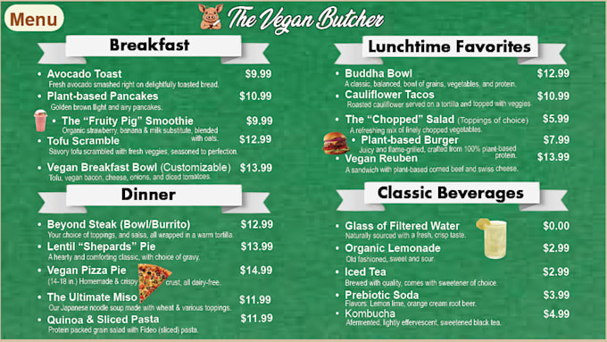 make you a custom restaurant menu