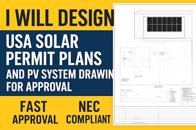 Design usa solar permit plans pv system drawing for approval by ...