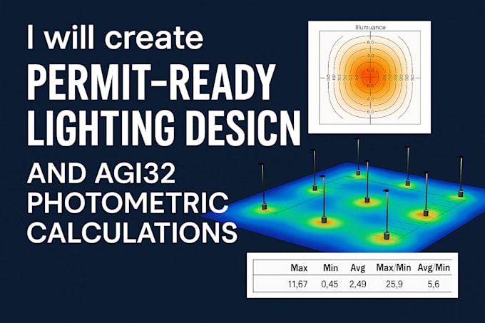 Provide permit ready lighting design and agi32 photometric calculations ...