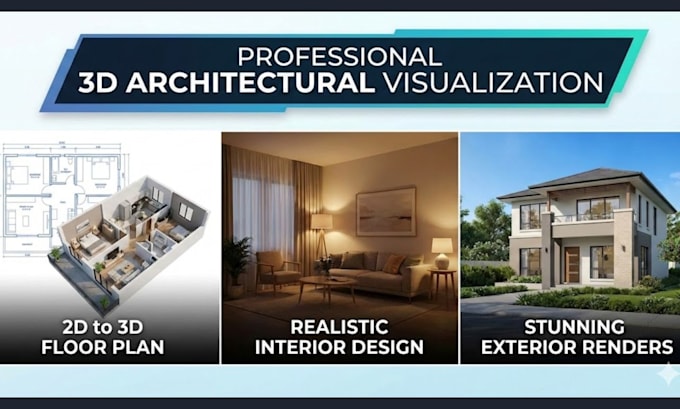 Design 3d interior, exterior, 2d to 3d floor plan with realistic ...