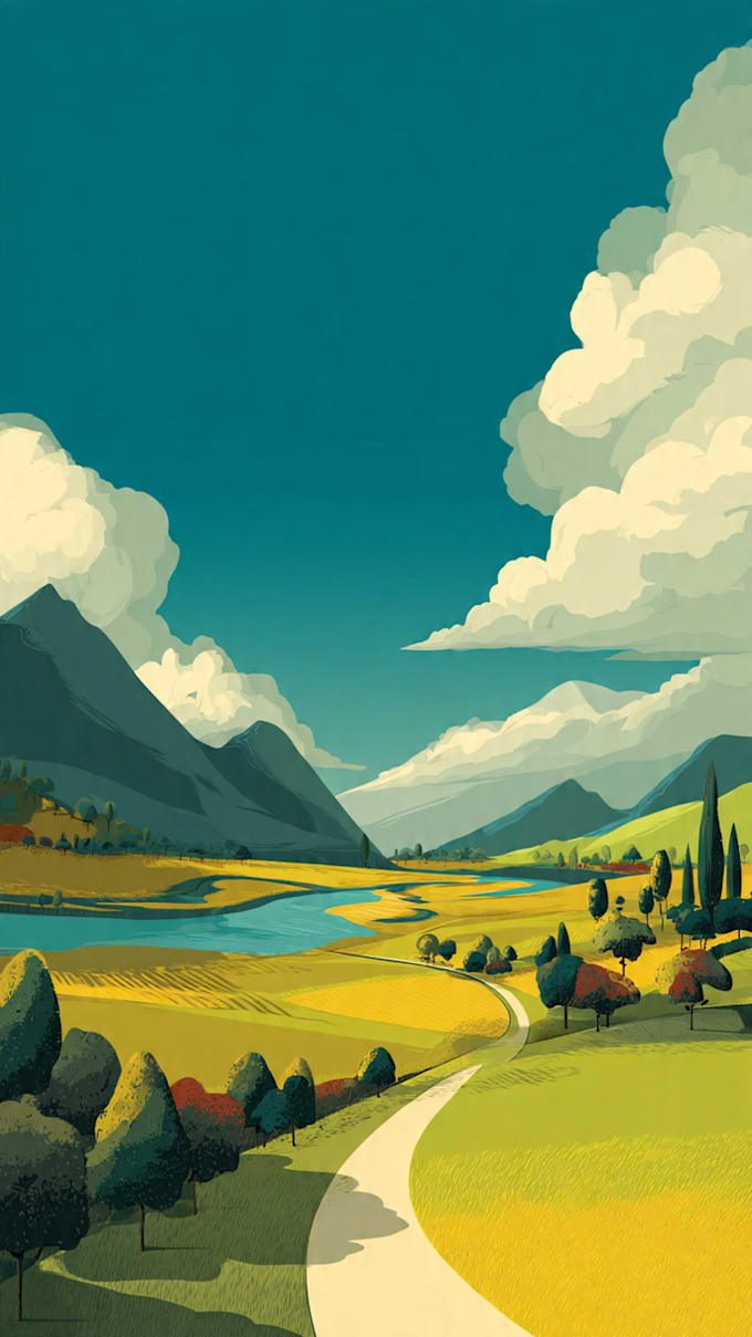 create minimalist landscape illustrations and posters