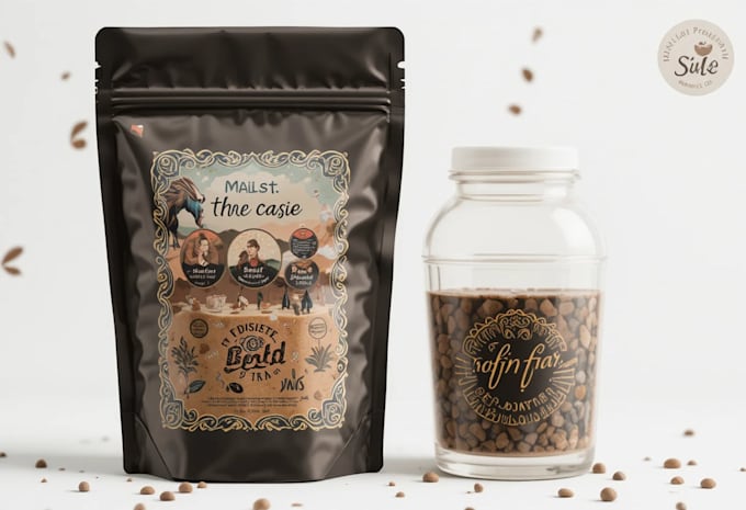 create a coffee bag, packaging and label sticker design