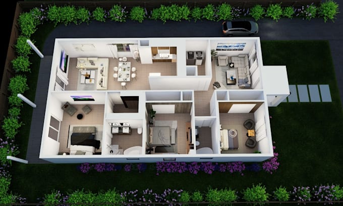 convert 2d floor plans to detailed 3d house plans and elevations