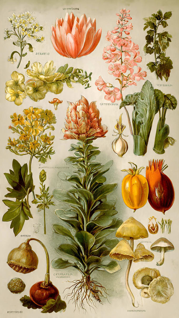 create a beautiful vintage botanical illustration poster